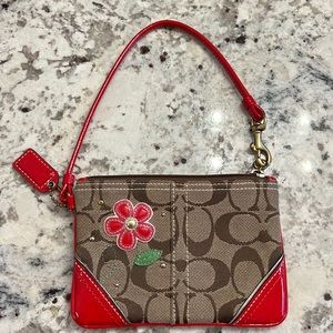 Coach Red leather wristlet EUC
